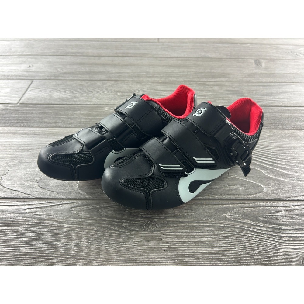 Peloton Cycling Shoes Black Red Clip-In Spin Bike Shoes Size 39 US 8 Mens Womens